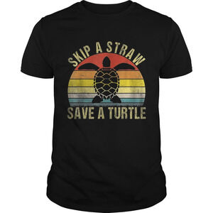 Top  Retro Skip A Straw Save A Turtle Shirt